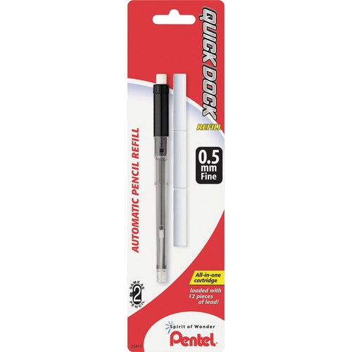Pentel QDR5LE3BP Refill Lead Cartridge For QUICK DOCK (0.5mm) 1 REFILL CARTRIDGE + 3 ERASERS Carded