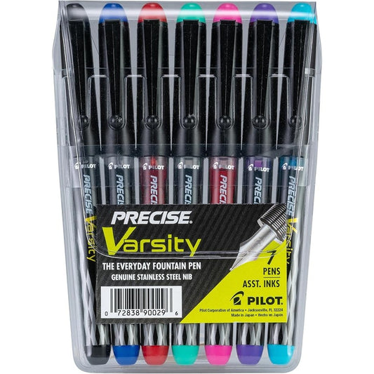 Pilot 90029 SV-4B Varsity Fountain Pens, Disposable, Assorted 7/pk  Pouch