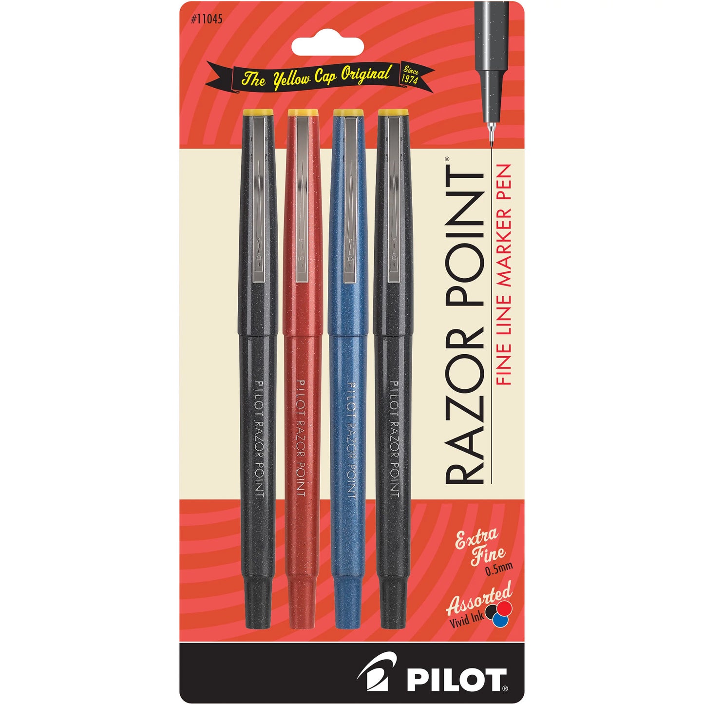 Pilot 11045 Razor Point 4pk Asst