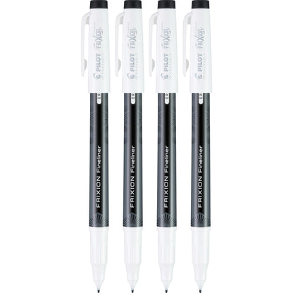 12461 Pilot Frixion Fineliner Erasable Marker Pen, Fine 0.6Mm, Black, Pack Of 4