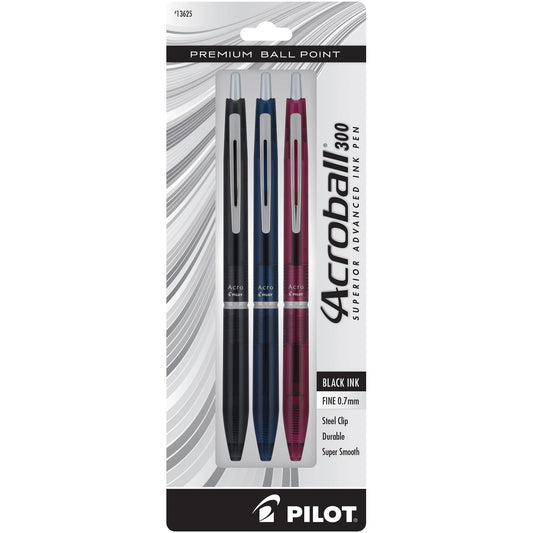 Pilot 13625 Acro 300 3pk F Blk/Blu/Brg
