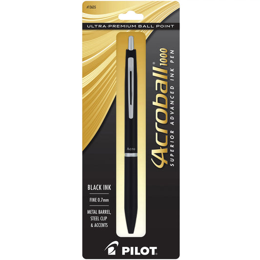 Pilot 13635 Acro 1000 1pk Blk Trapped, Blk Barrel