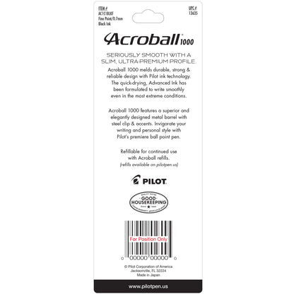 Pilot 13635 Acro 1000 1pk Blk Trapped, Blk Barrel