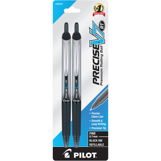 Pilot 26056 PRECISE V7 RETRACTABLE FINE BLACK - 2 PACK