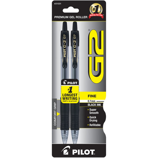 Pilot 31031 G2 GEL INK ROLLING BALL BLACK 2 PACK