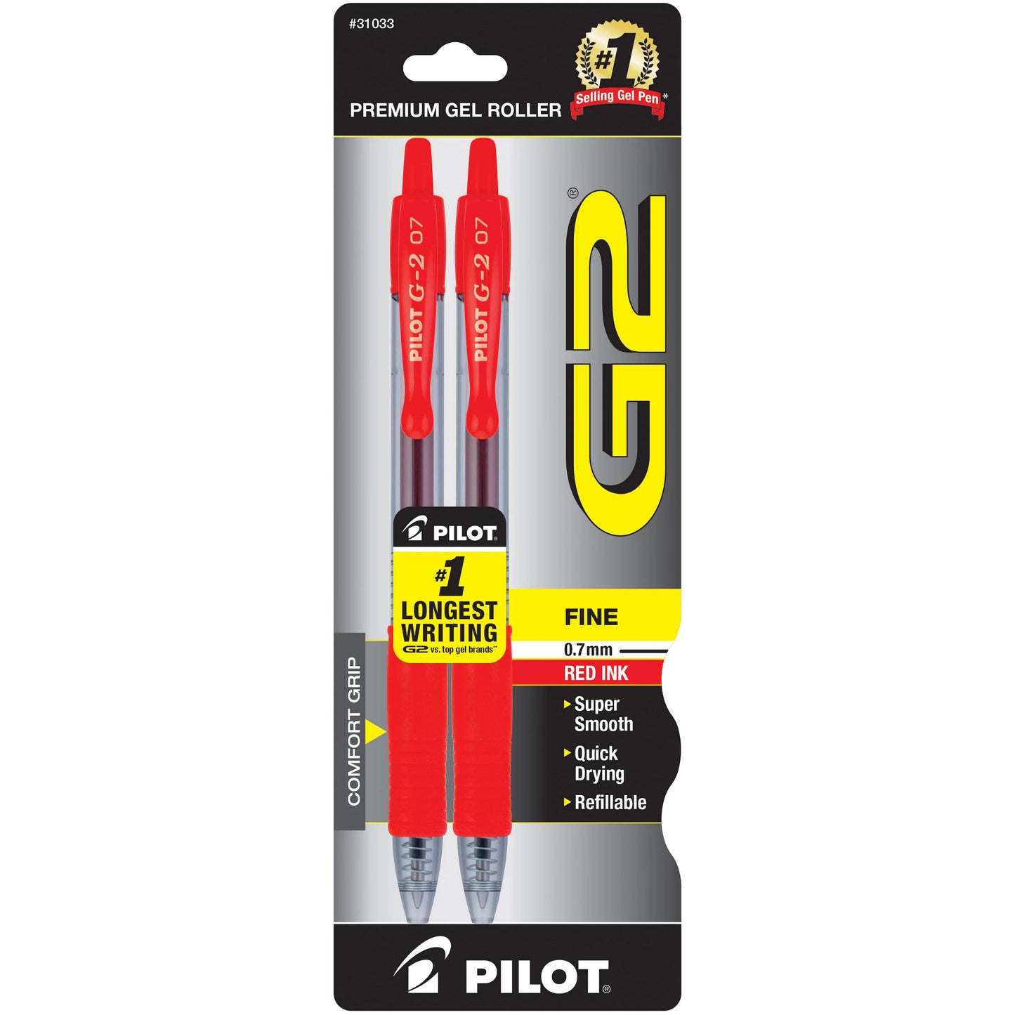 Pilot 31033 G2 GEL INK ROLLING BALL 2 PACK