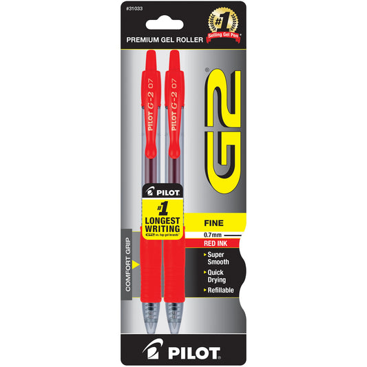 Pilot 31033 G2 GEL INK ROLLING BALL 2 PACK