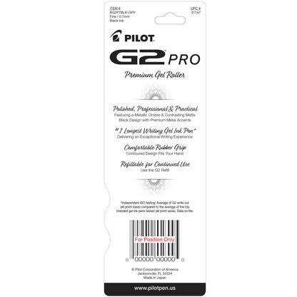 Pilot Bg2P7 G2 Pro Retractable Gel Rolling Ball, Fine, Grey Barrel
