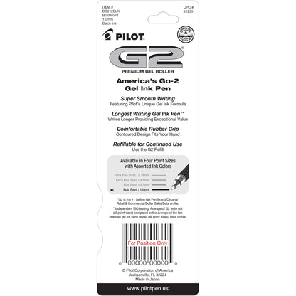 Pilot 31250 G2-1  Retractable Gel Rollerball, Bold, Black 2pk