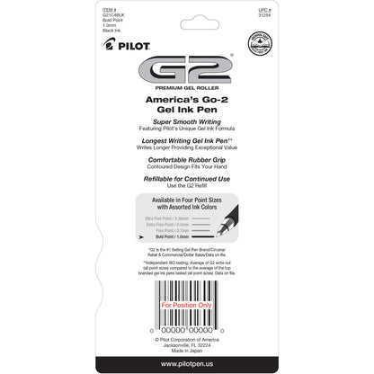 Pilot 31254 G2-1 Retractable Gel Rollerball, Bold, Black 4pk