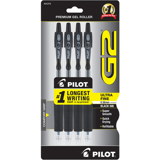 Pilot 31275 G2-3 Ultra Fine (Black) 4 Pack