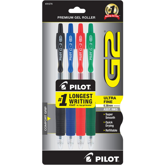 Pilot 31276 G2-3 Ultra Fine Assorted 4 Pack