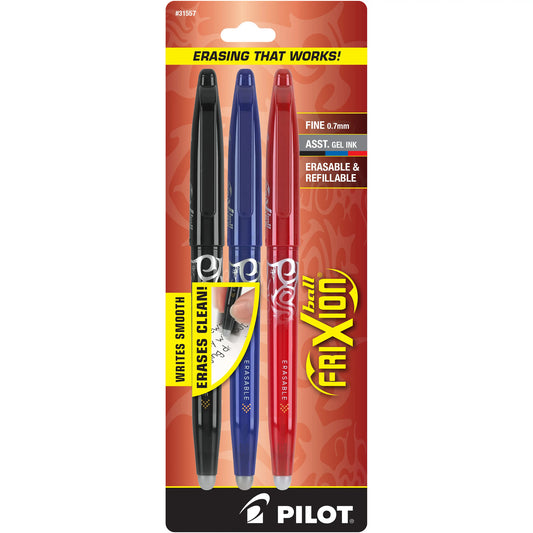 Pilot 31557 FX7 Frixion Ball 3pk Asst