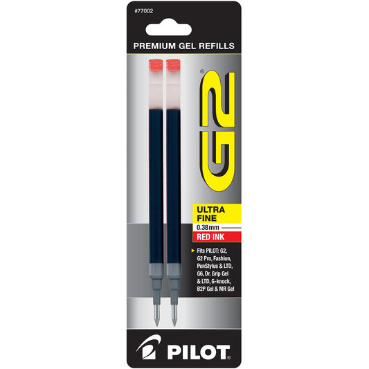 Pilot 77002 BG23R G2 Gel Ink Refills, Ultra Fine, Red