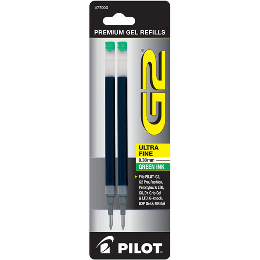 Pilot 77003 BG23R G2 Gel Ink Refills, Ultra Fine, Green