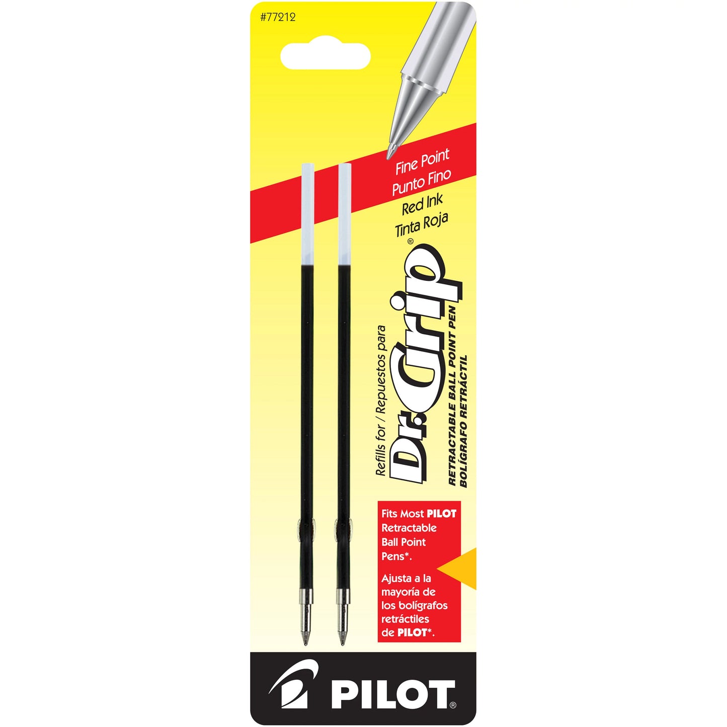 Pilot 77212 BRFS2 Dr. Grip Retractable Ball-Point Refill, Fine, Red
