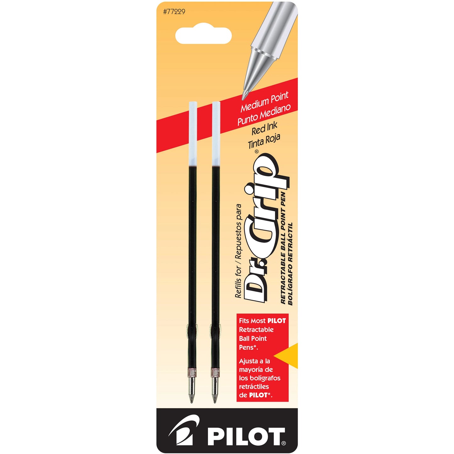 Pilot 77229 BRFS2 Dr. Grip Retractable Ball-Point Refill, Medium, Red