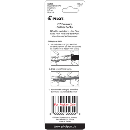 Pilot 77241 BG27R G2 Gel Ink Refills, Fine, Blue