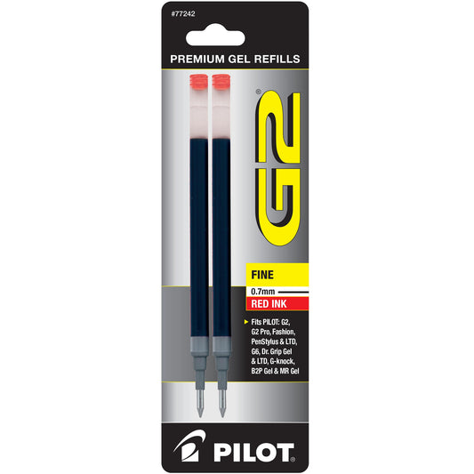 Pilot 77242 BG27R G2 Gel Ink Refills, Fine, Red