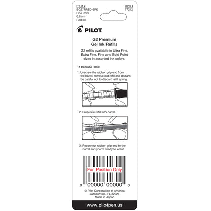 Pilot 77242 BG27R G2 Gel Ink Refills, Fine, Red