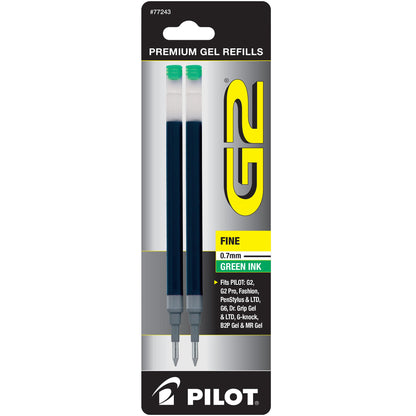 Pilot 77243 BG27R G2 Gel Ink Refills, Fine, Green
