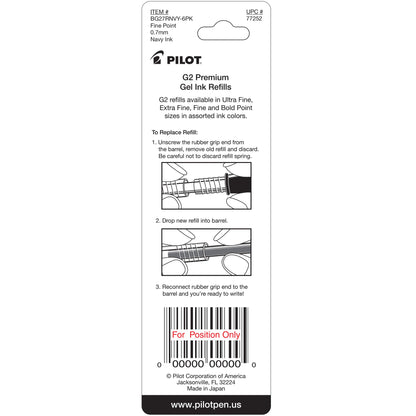 Pilot 77252 BG27R G2 Gel Ink Refills, Fine, Navy