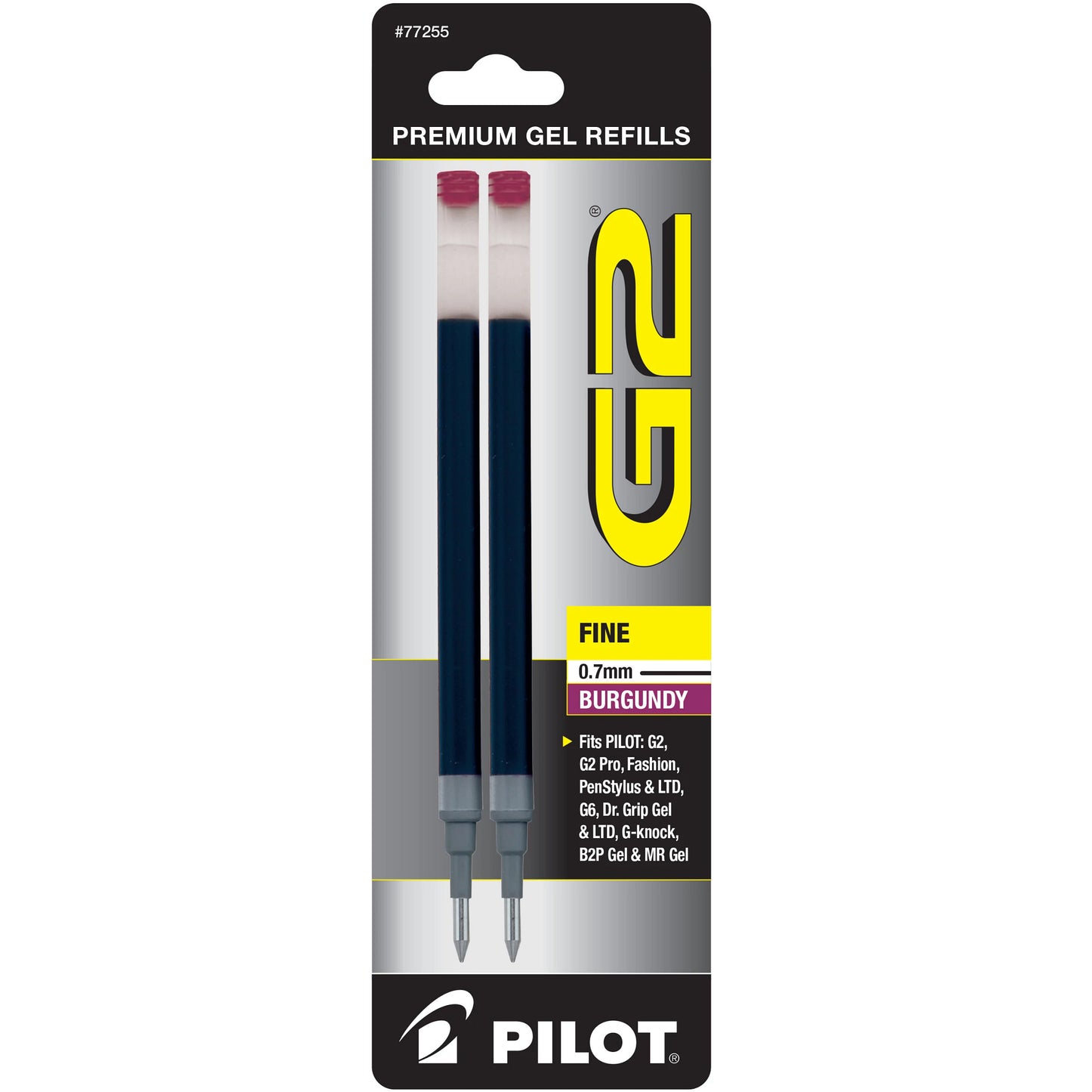 Pilot 77255 BG27R G2 Gel Ink Refills, Fine, Burgundy