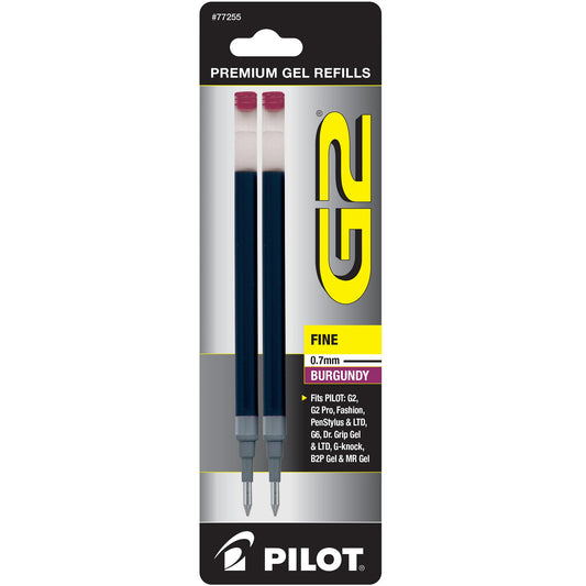 Pilot 77255 BG27R G2 Gel Ink Refills, Fine, Burgundy