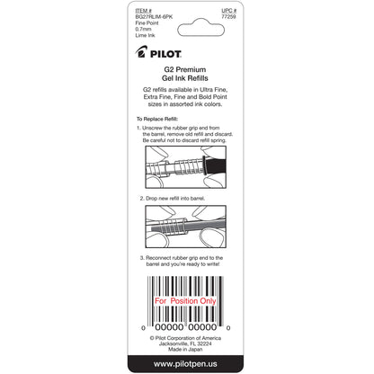 Pilot 77259 BG27R G2 Gel Ink Refills, Fine, Lime