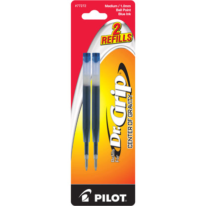 Pilot 77272 BCGR2 Dr Grip Center of Gravity Refill Med, Blue, 2/pk