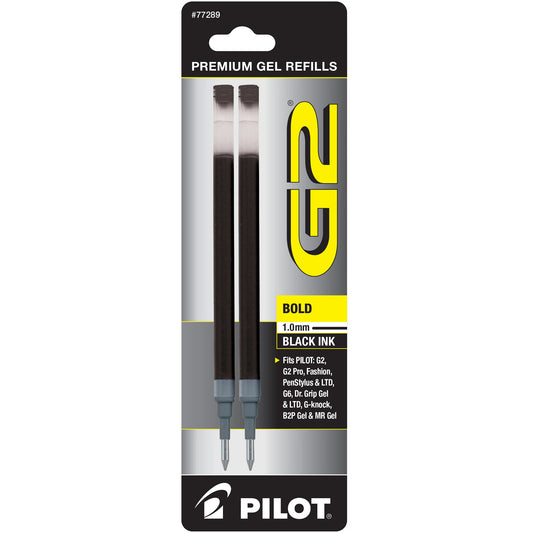 Pilot 77289 BG21R G2 Gel Ink Refills, Bold, Black