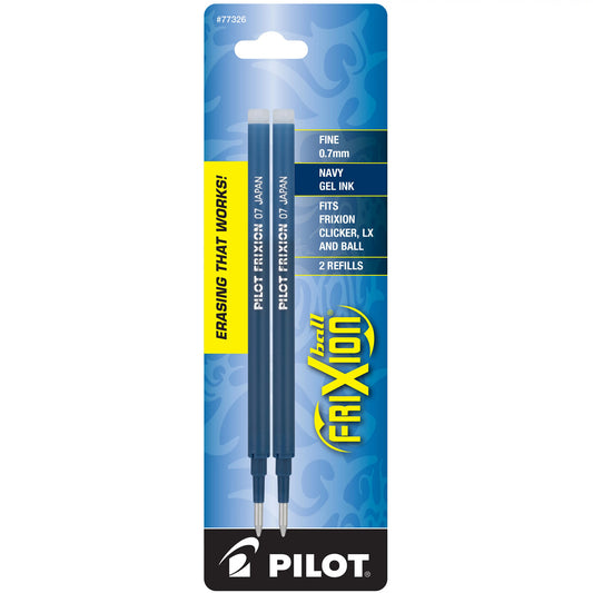 Pilot 77326 FriXion Refill, Fine Point, Navy, 2pk