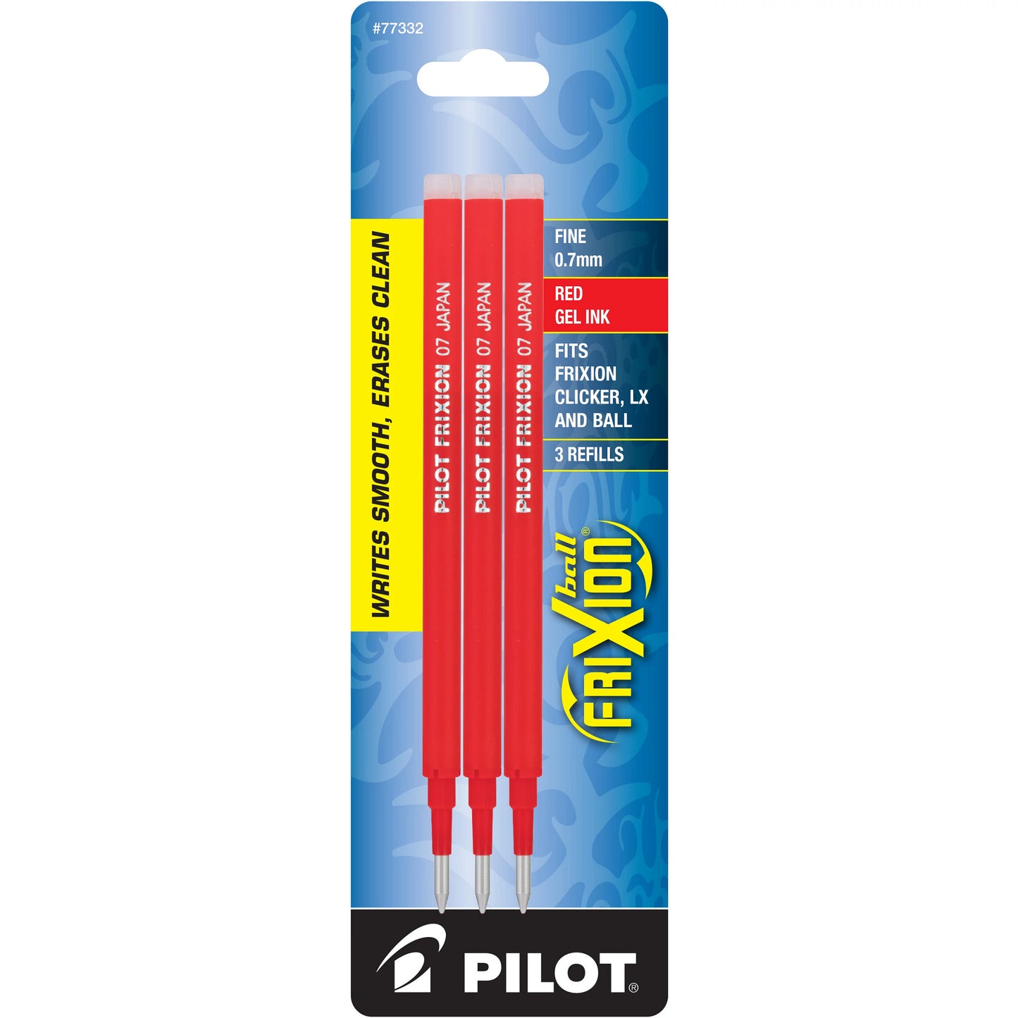 Pilot 77332 FriXion Refill, Fine Point, Red, 3pk