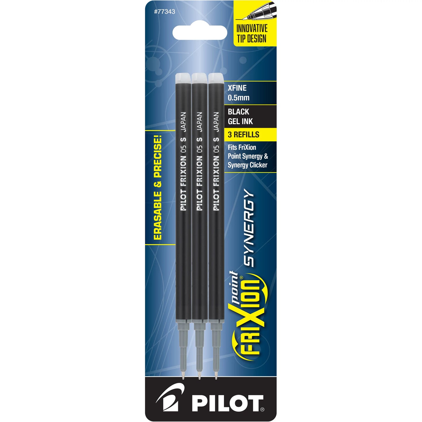 Pilot 77343 FriXion Refill, XF Point, Black, 3pk
