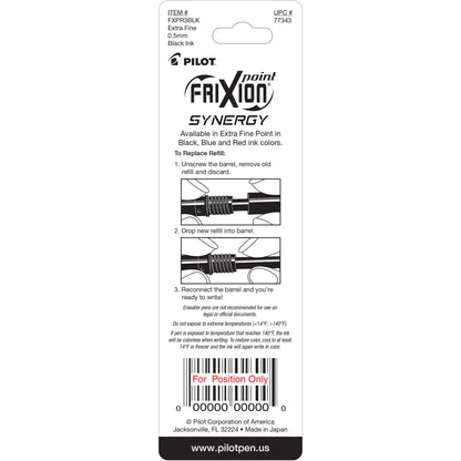 Pilot 77343 FriXion Refill, XF Point, Black, 3pk