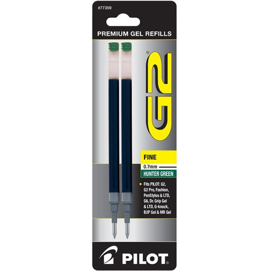 Pilot 77359 BG27R G2 Gel Ink Refills, Fine, Hunter Green