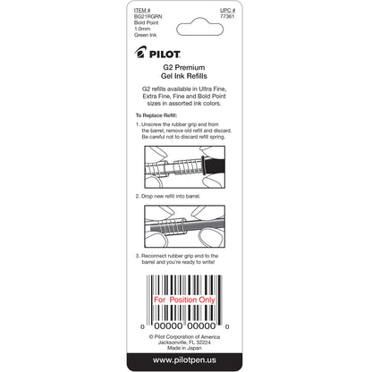 Pilot 77361 BG21R G2 Gel Ink Refills, Bold, Green