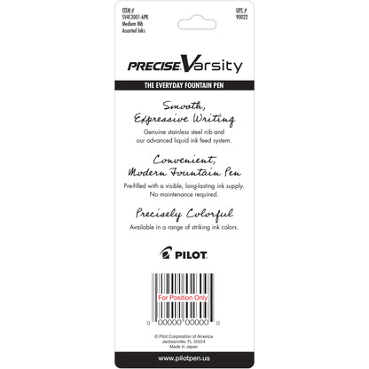 Pilot 90022 SV-4B Varsity Fountain Pens, Disposable, Assorted 3/pk  Pouch