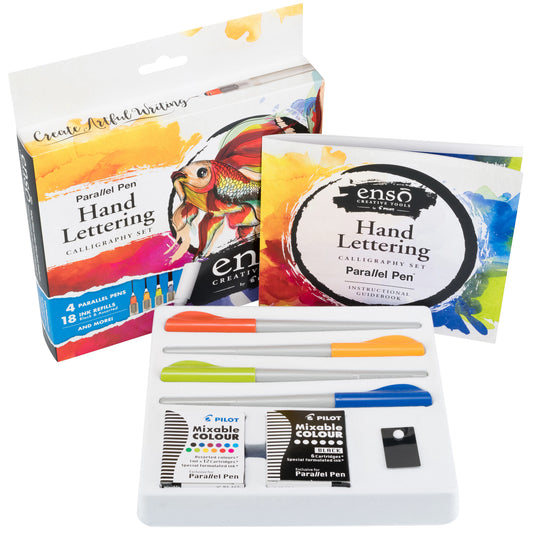 Pilot 90080 Parallel Calligraphy Pen Set, 1.5 mm, 2.4 mm, 3.8 mm and 6 mm w/ Black & Asst Colors