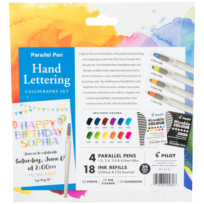 Pilot 90080 Parallel Calligraphy Pen Set, 1.5 mm, 2.4 mm, 3.8 mm and 6 mm w/ Black & Asst Colors