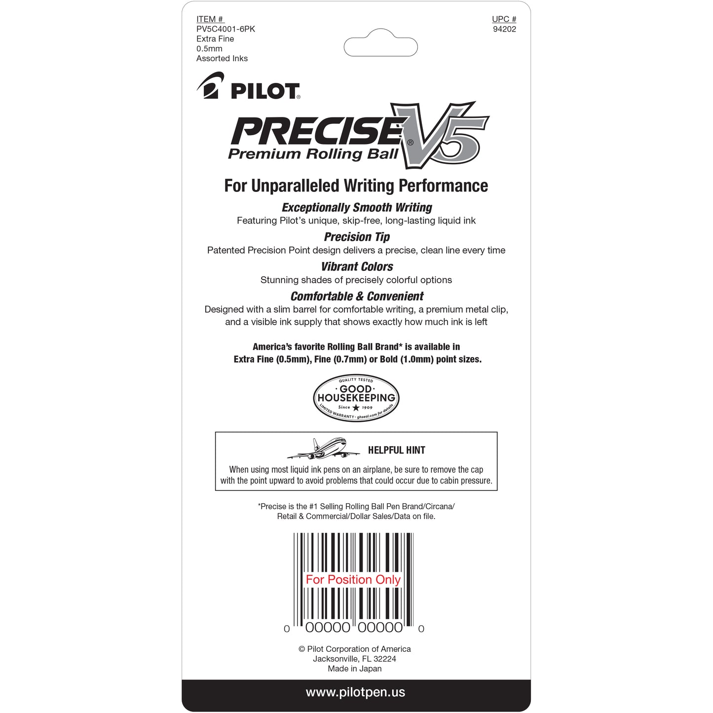 Pilot 94202 Precise V5 4pk  Assorted