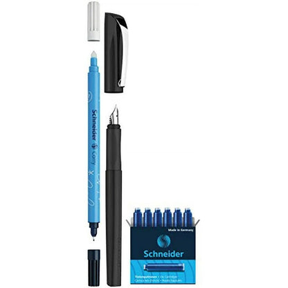 SCHNEIDER CEOD CLASSIC, FOUNTAIN PEN, 1 OF EACH PEN (BLACK), CARTRIDGE REFILL (BLUE INK), ERASER, M