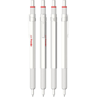 Rotring 600 PRL White Ball Point Pen M. Black GB1