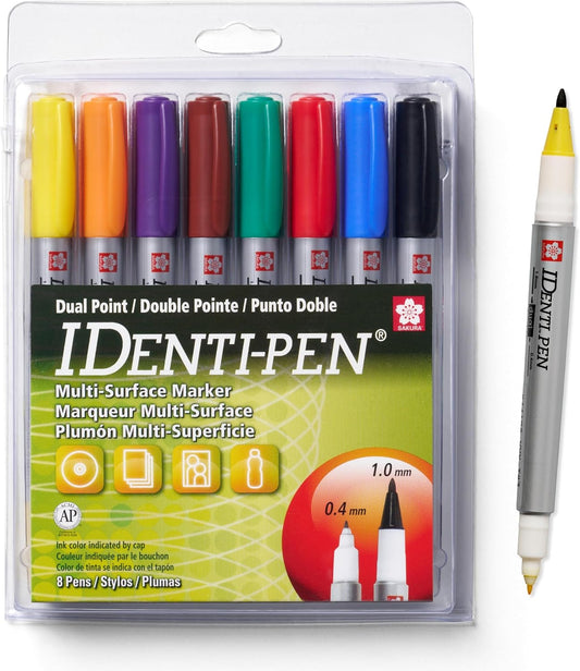 Sakura Identi-Pen Dual Tip Permanent Marker, Pack of 8