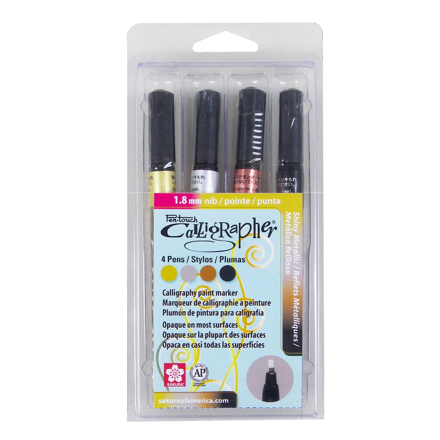 Sakura 47391 Pentouch Calligrapher, Fine 1.8mm 4pc Set