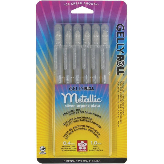 Sakura 57384 Gelly Roll Metallic-Silver, 6pk