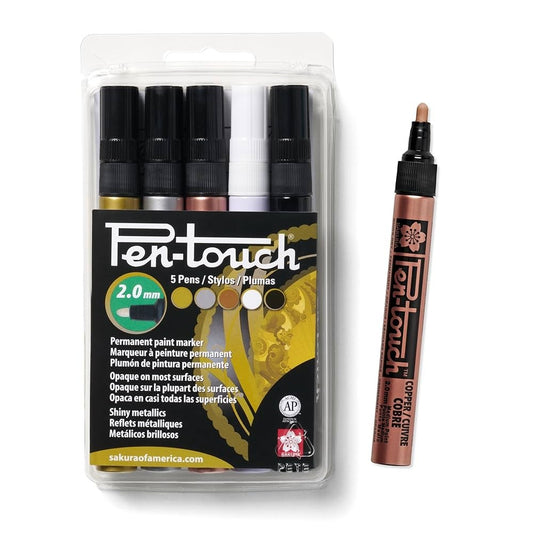 Sakura 42591 Pentouch Calligrapher, Med 2.0mm 5pc Set