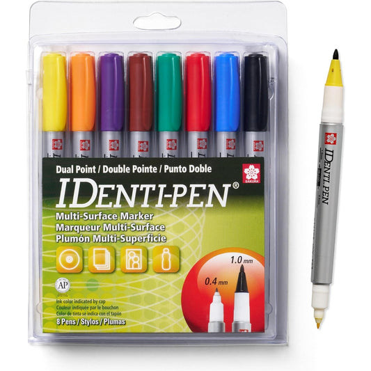 Sakura Identi-Pen Dual Tip Permanent Marker, Pack of 8
