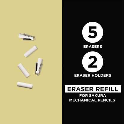 Sakura 50249 5-Piece Pouch Refill Eraser with Mechanical Fixed Sleeve Pencil Set