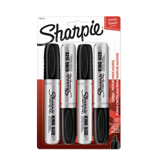 Sharpie 15661PP Permanent Marker, King Size, Black 4pk